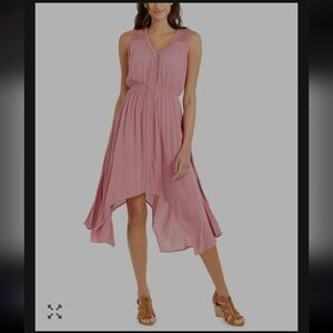 Style & Co Women's Large Blush Pink Sleeveless Knit Asymmetrical Midi Dress M